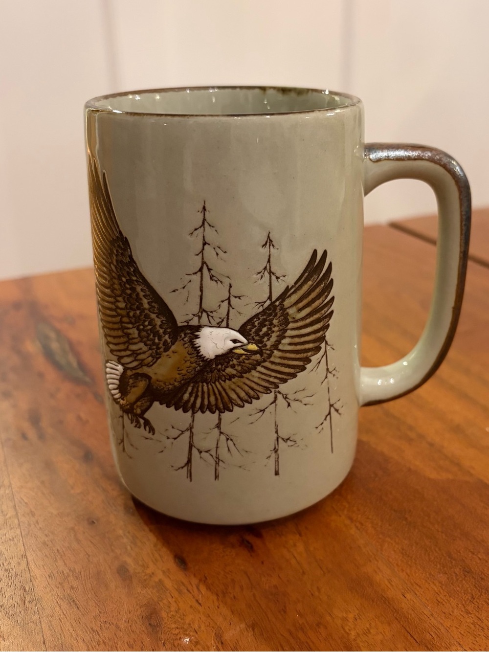 Otagiri Bald Eagle Mug Vintage Ceramic Stoneware Coffee Cup Forest Japan 5”